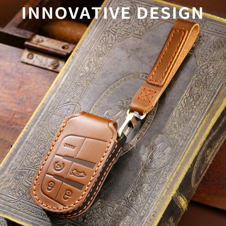 Hallmo Car Genuine Leather Key Protective Cover for Jeep Compass 5-button, For Jeep Compass 5-button (Black), For Jeep Compass 5-button (Blue), For Jeep Compass 5-button (Brown)