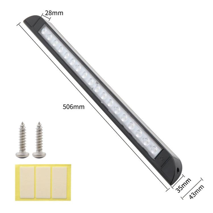 RV / Yacht Awning LED Strip Light DC12-28V with 18 LEDs Lamp Beads, 18 LEDs (Black), 18 LEDs (White)
