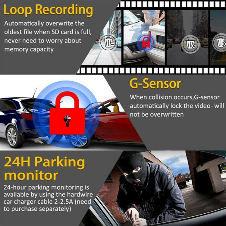 K5 5.5 inch Car Streaming Media Double Recording Starlight Night Vision Driving Recorder, 5.5 inch Double Recording