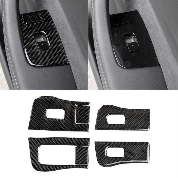 Carbon Fiber Car Window Button Decorative Sticker for Tesla Model 3, Suitable for Left Driving, Window Button