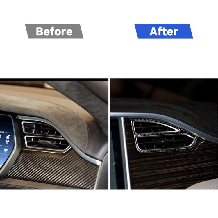 4 PCS Carbon Fiber Car Central Control Instrument Outlet Decorative Sticker for Tesla Model X, Suitable for Left Driving, Central Control Instrument Outlet