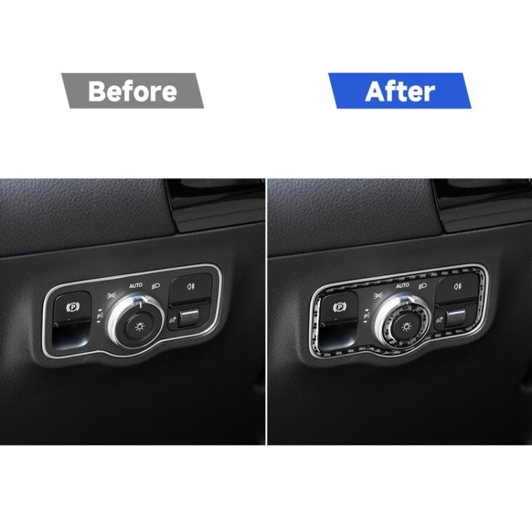 2 PCS / Set Carbon Fiber Car Headlight Switch Decorative Sticker for Mercedes-Benz B-Class 2019 / GLB 2020,Left and Right Drive Universal, Headlight Switch