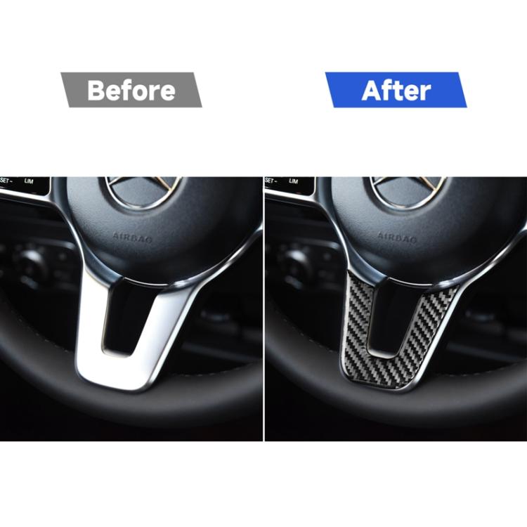 Carbon Fiber Car Steering Wheel U-shaped Decorative Sticker for Mercedes-Benz B-Class 2019 / GLB 2020,Left and Right Drive Universal, Steering Wheel U-shaped