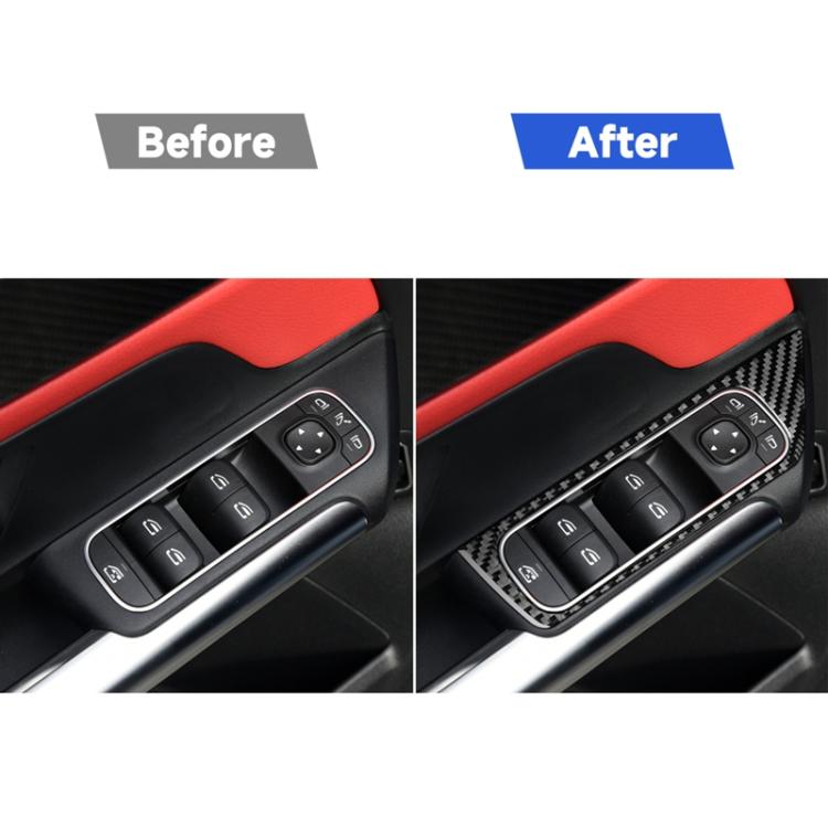 4 PCS / Set Carbon Fiber Car Glass Lift Switch Decorative Sticker for Mercedes-Benz B-Class 2019 / GLB 2020,Left Drive, Glass Lift Switch,Left Drive