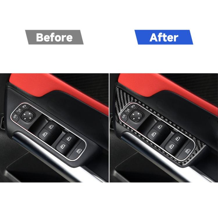 4 PCS / Set Carbon Fiber Car Glass Lift Switch Decorative Sticker for Mercedes-Benz B-Class 2019 / GLB 2020,Right Drive, Glass Lift Switch,Right Drive