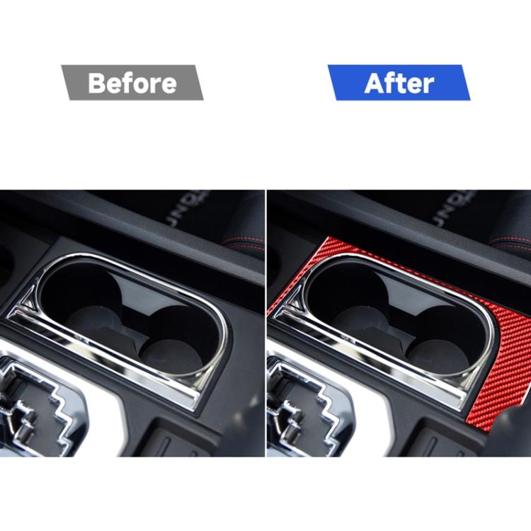 Carbon Fiber Car Cup Holder Frame Decorative Sticker for Toyota Tundra 2014-2018,Left Drive, Cup Holder Frame,Left Drive