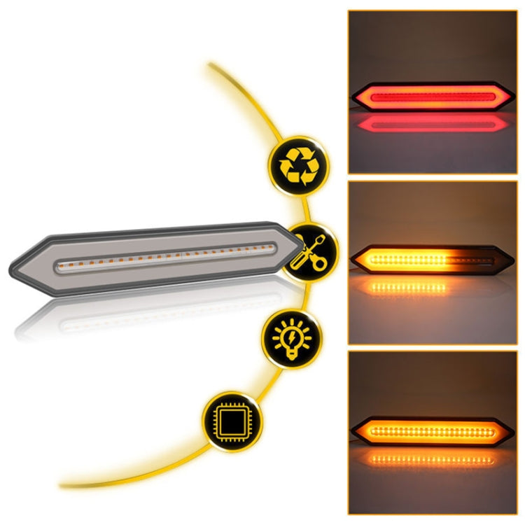 2 PCS Heavy Truck 100LED Two-color Running Water Light Guide Brake Steering Tail Rear Bumper Light, 100LED