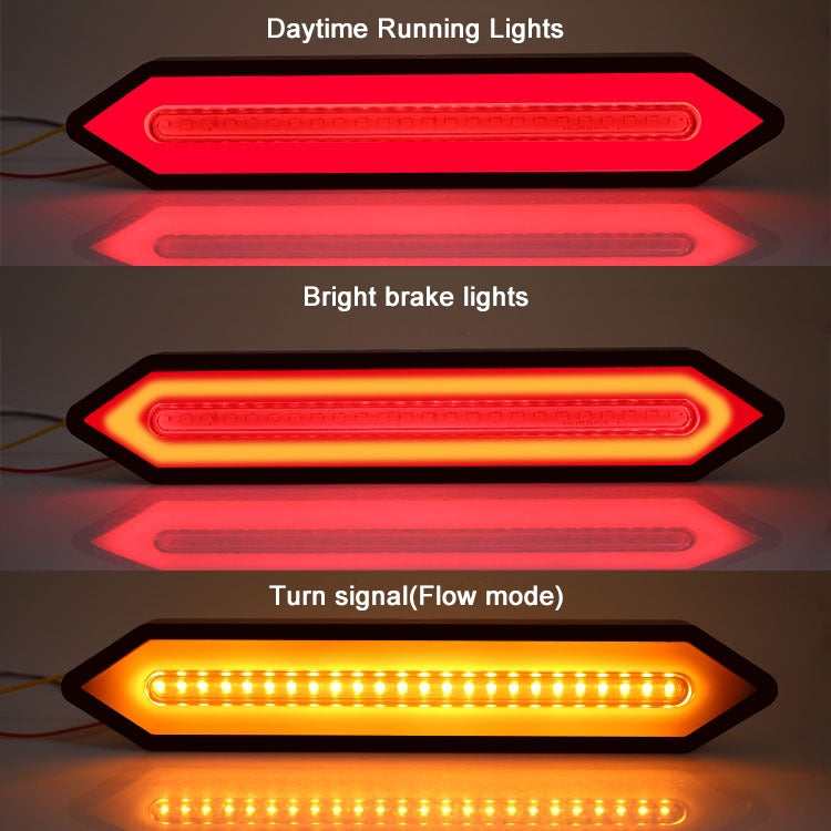 2 PCS Heavy Truck 100LED Two-color Running Water Light Guide Brake Steering Tail Rear Bumper Light, 100LED