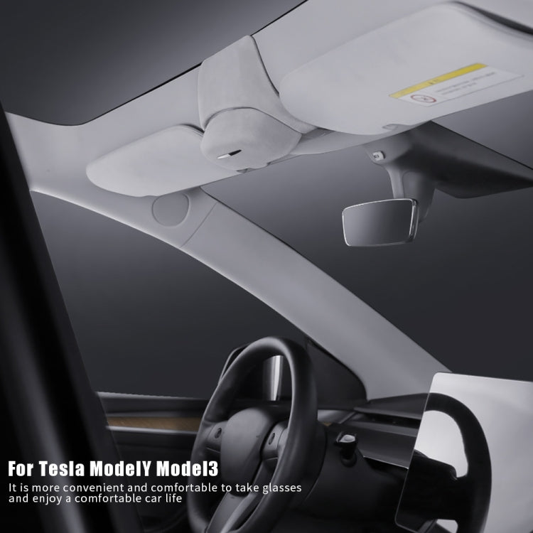 Car Suede Wrap Version Sunglasses Storage Box for Tesla Model Y 2019-2023, Suede Wrap Version for Tesla Model Y