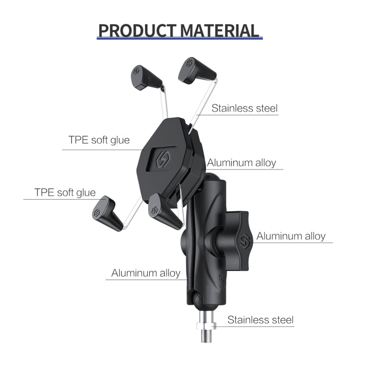 ZH-1558C1 Motorcycle M8 Ball Joint X-shape Aluminum Alloy Phone Holder, ZH-1558C1