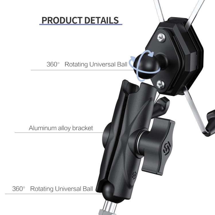 ZH-1558C1 Motorcycle M8 Ball Joint X-shape Aluminum Alloy Phone Holder, ZH-1558C1