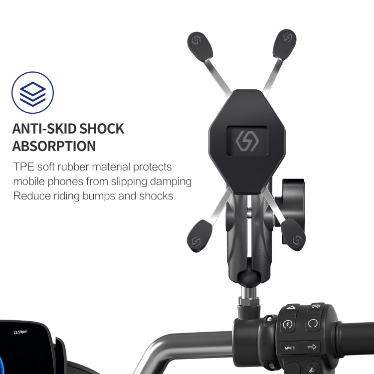 ZH-1558C1 Motorcycle M8 Ball Joint X-shape Aluminum Alloy Phone Holder, ZH-1558C1