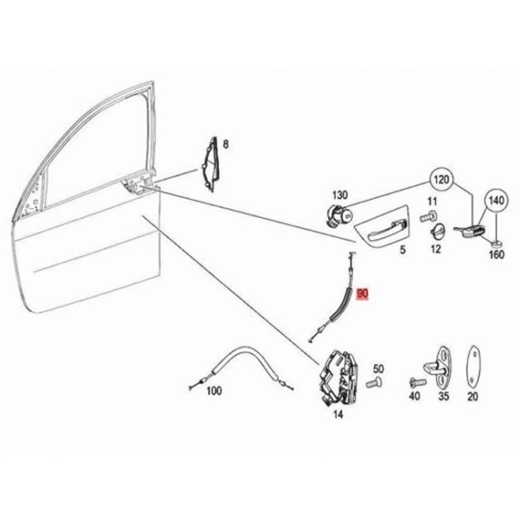 Car Left and Right Front Exterior Door Handle Cable for Mercedes-Benz Smart Fofour 454, Car Exterior Door Handle Cable