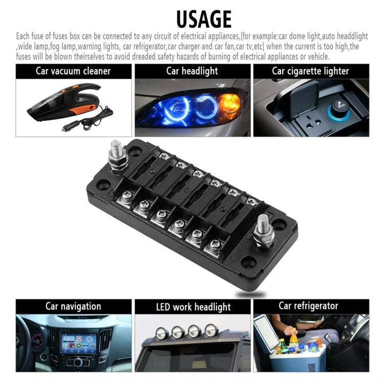 ZH-978A1 FB1901 1 In 6 Out 6 Ways Independent Positive Negative Fuse Box with 12 Fuses for Auto Car Truck Boat, ZH-978A1