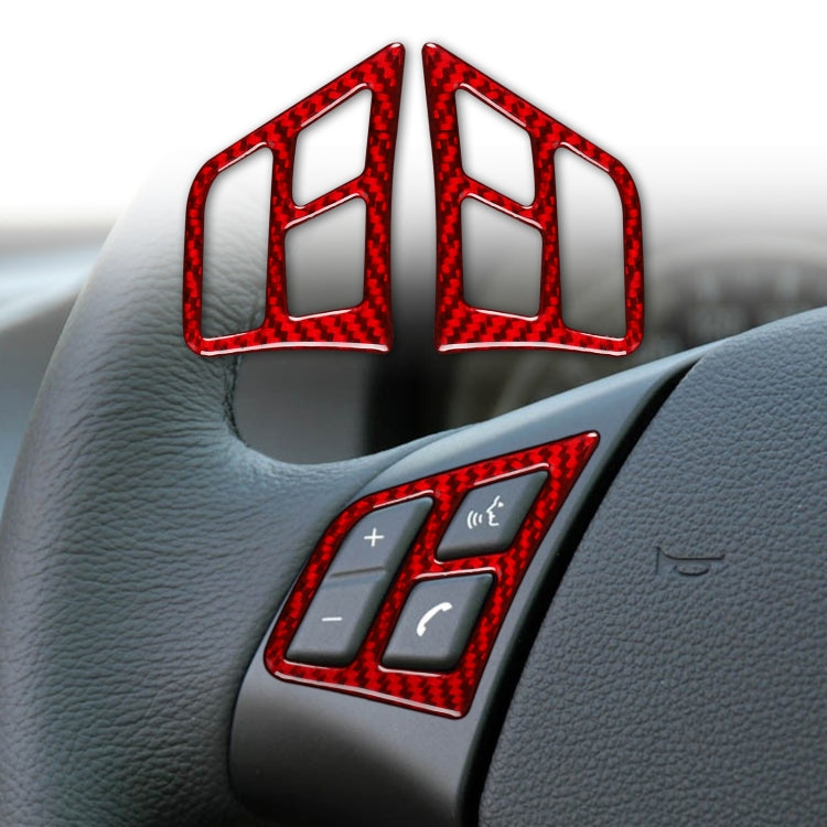 2 PCS Set for BMW 3 Series E90 Carbon Fiber Car Steering Wheel Button Frame Decorative Sticker,Left and Right Drive Universal, Steering Wheel Button Frame