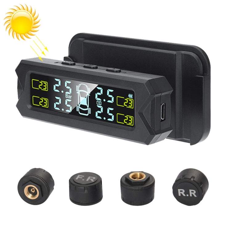 Car High Precision Solar Charging Tire Pressure Monitoring System TPMS, External Beep Sensor, External Beep Sensor