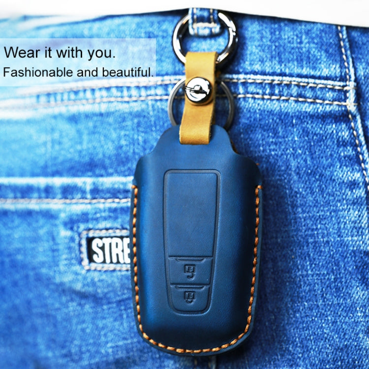 For Toyota Car Cowhide Leather Key Protective Cover Key Case, Three Keys Version, For Toyota, Three Keys Version