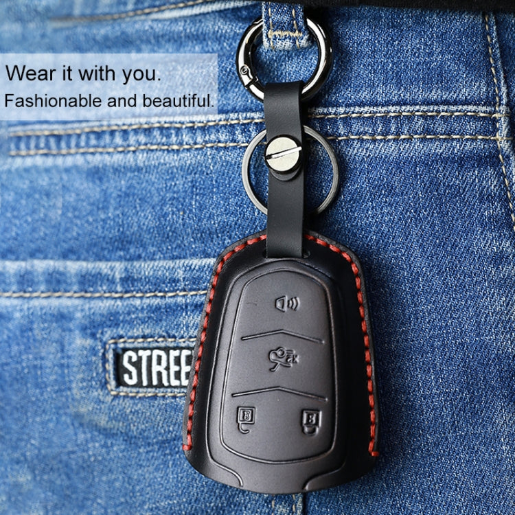 For Cadillac Car Cowhide Leather Key Protective Cover Key Case, Four Keys Version, For Cadillac, Four Keys Version