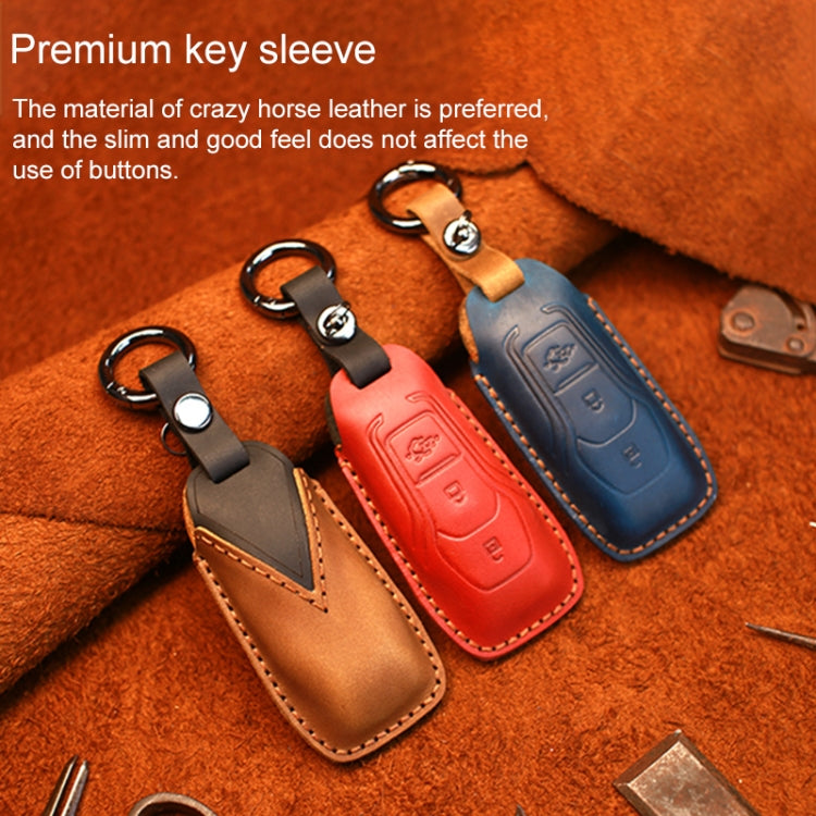 For Ford Old Style Car Cowhide Leather Key Protective Cover Key Case, For Ford Old Style