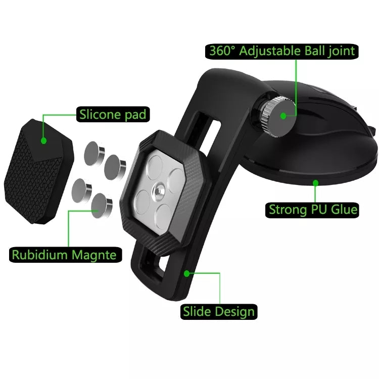 Multifunctional Car Center Console Dashboard Suction Cup Magnetic Phone Holder, Suction Cup Magnetic (Black), Suction Cup Magnetic (Green)