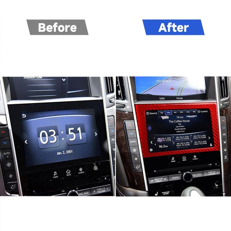 Car Carbon Fiber Navigation Frame Decorative Sticker for Infiniti Q50 2014-2020, Left and Right Drive, Navigation Frame