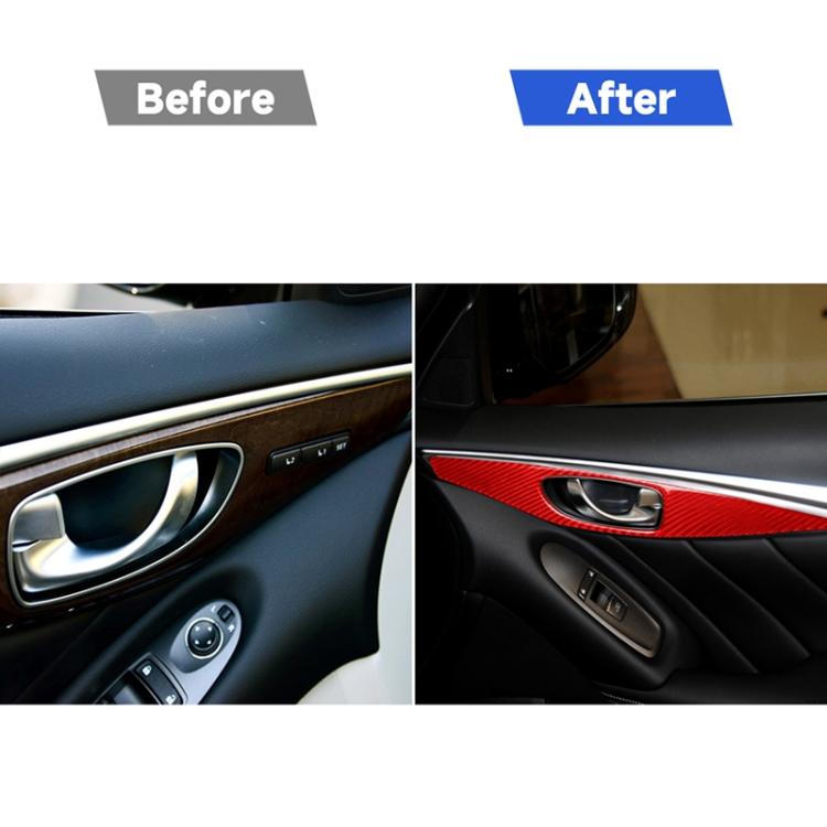 Car Carbon Fiber A Style Door Handle Panel Decorative Sticker for Infiniti Q50 2014-2020, Left and Right Drive, A Style Door Handle Panel