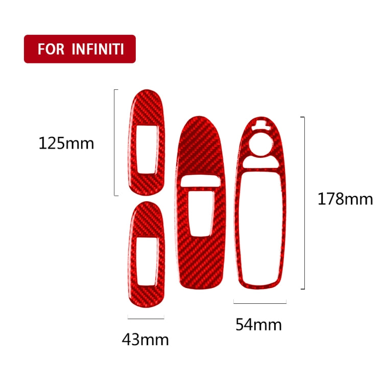Car Carbon Fiber A Style Window Glass Lift Panel Decorative Sticker for Infiniti Q50 2014-2020, Right Drive, A Style Window Glass Lift, Right Drive
