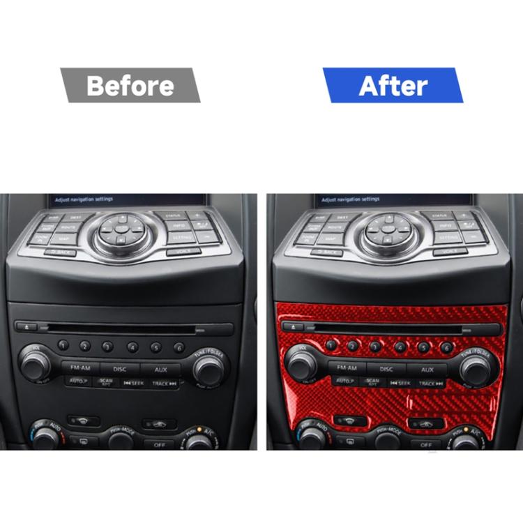 2 in 1 Car Carbon Fiber Air Conditioning Adjustment Panel Decorative Sticker for Nissan 370Z / Z34 2009-, Left and Right Drive Universal, Air Conditioning Adjustment Panel Strip