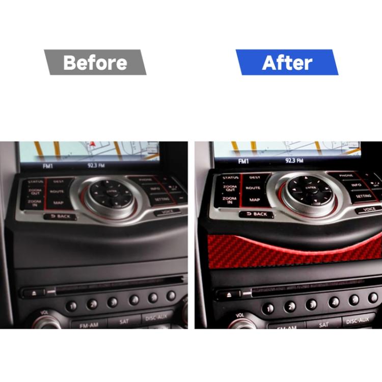 Car Carbon Fiber Multimedia Navigation Button Decorative Strip for Nissan 370Z / Z34 2009-, Left and Right Drive Universal, Multimedia Navigation Button Strip