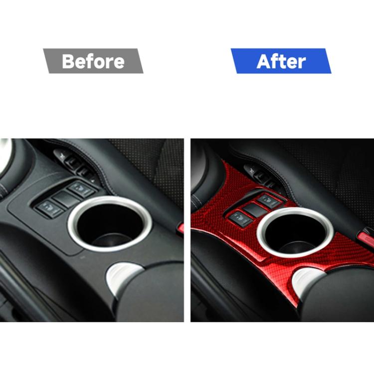 3 in 1 Car Carbon Fiber Center Console Water Cup Holder Panel Decorative Sticker for Nissan 370Z / Z34 2009-, Left and Right Drive Universal, Center Console Water Cup Holder Panel D
