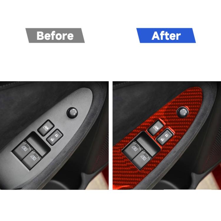 Car Carbon Fiber Main Driving Side Door Lift Control Decorative Sticker for Nissan 370Z / Z34 2009-, Left Drive Low-configured, Main Driving Side Lift Control, Left Drive