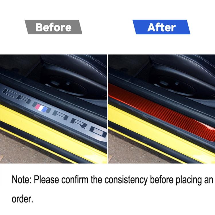 Car Carbon Fiber Welcome Pedal Panel Decorative Sticker for Chevrolet Camaro 2017-2019, Left and Right Drive Universal, Welcome Pedal Panel