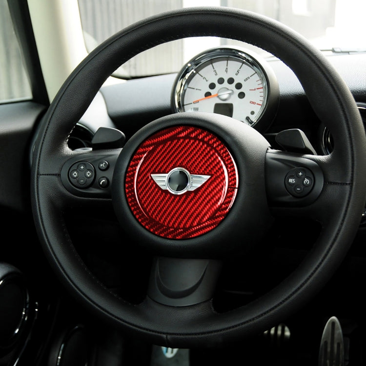 2 in 1 Car Carbon Fiber Steering Wheel Decorative Sticker for BMW Mini R55 R56 Countryman R60 Paceman R61 2007-2013, Left and Right Drive Universal, Steering Wheel R