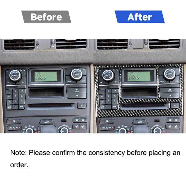 Car Carbon Fiber CD Panel Decorative Sticker for Volvo XC90 2003-2014, Left and Right Drive Universal, CD Panel