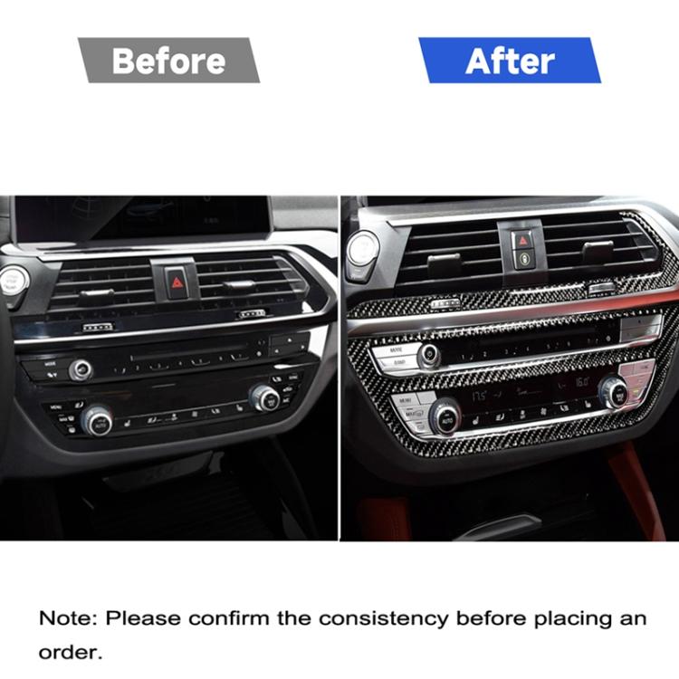 Car Carbon Fiber Air Conditioner CD Control Panel M Performance Decorative Sticker for BMW G01 X3 2018-2020 / G02 X4 2019-2020, Left Drive, Air Conditioner CD Control Panel  B