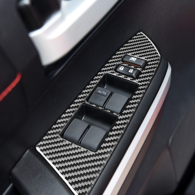 4 PCS / Set Carbon Fiber Car Glass Lift Switch Ring Decorative Sticker for Toyota Tundra 2014-2018, Left Driving, Glass Lift Switch Ring, Left Driving