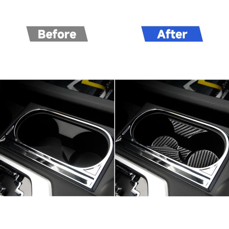 5 PCS / Set Carbon Fiber Car Central Control Cup Holder Panel Decorative Sticker for Toyota Tundra 2014-2018, Left Right Driving Universal, Central Control Cup Holder Panel
