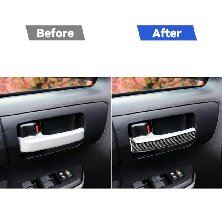 4 PCS / Set Carbon Fiber Car Inner Handle Decorative Sticker for Toyota Tundra 2014-2018, Left Right Driving Universal, Inner Handle