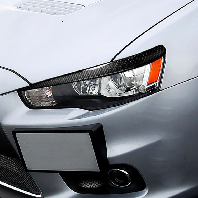 2 PCS / Set Carbon Fiber Car Lamp Eyebrow Decorative Sticker for Mitsubishi Lancer EVO 2008-2014, Drop Glue Version, For Mitsubishi Lancer EVO 2008-2014