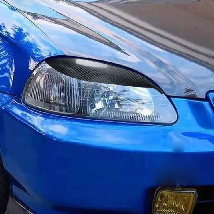 2 PCS / Set Carbon Fiber Car Lamp Eyebrow Decorative Sticker for Honda Civic 1999-1900, Drop Glue Version, For Honda Civic 1999-1900