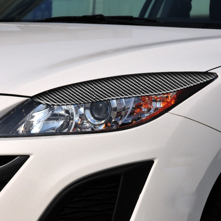 2 PCS / Set Carbon Fiber Car Lamp Eyebrow Decorative Sticker for Mazda 3 2010-2013 / M3 Xingcheng, Drop Glue Version, For Mazda 3 2010-2013