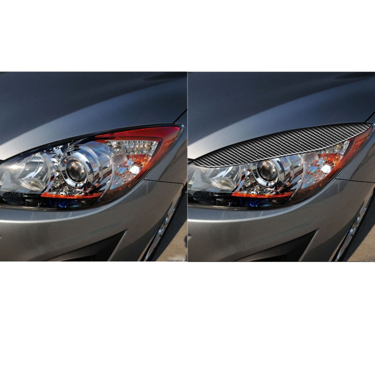 2 PCS / Set Carbon Fiber Car Lamp Eyebrow Decorative Sticker for Mazda 3 2010-2013 / M3 Xingcheng, Drop Glue Version, For Mazda 3 2010-2013