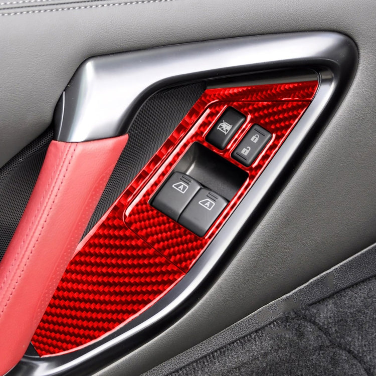 4 PCS / Set Carbon Fiber Car Window Lift Buttons Panel Sticker for Nissan GTR R35 2008-2016, Left Driving, Window Lift Buttons Panel , Left Driving