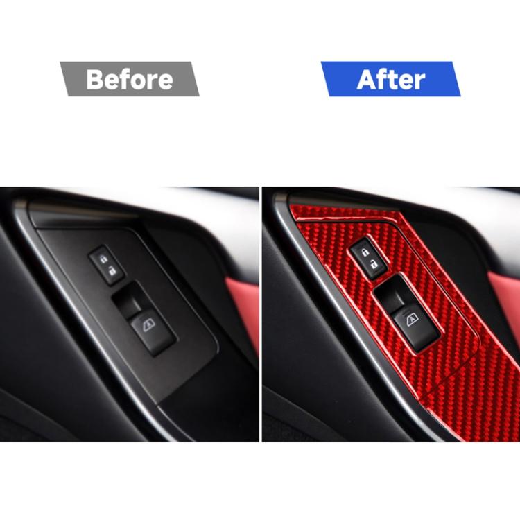 4 PCS / Set Carbon Fiber Car Window Lift Buttons Panel Sticker for Nissan GTR R35 2008-2016, Left Driving, Window Lift Buttons Panel , Left Driving
