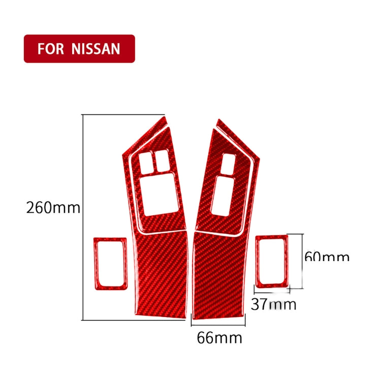 6 PCS / Set Carbon Fiber Car Window Lift Button Door Lock Decorative Sticker for Nissan GTR R35 2008-2016, Left Driving, Window Lift Button Door Lock, Left Driving