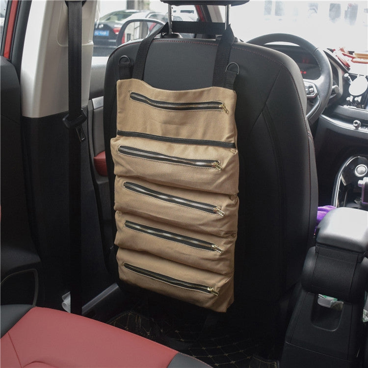 Car Auto Multi-function Canvas Storage Bag Portable Tool Bag Hanging Pocket Bag, Multi-function Khaki, Multi-function Army Green