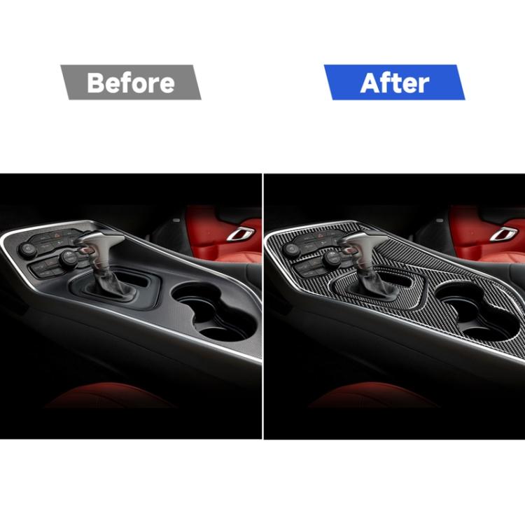 4 PCS / Set Carbon Fiber Car Central Control Gear Decorative Sticker for Dodge Challenger 2015 to Now, Left Driving, Central Control Gear(4 PCS / Set)