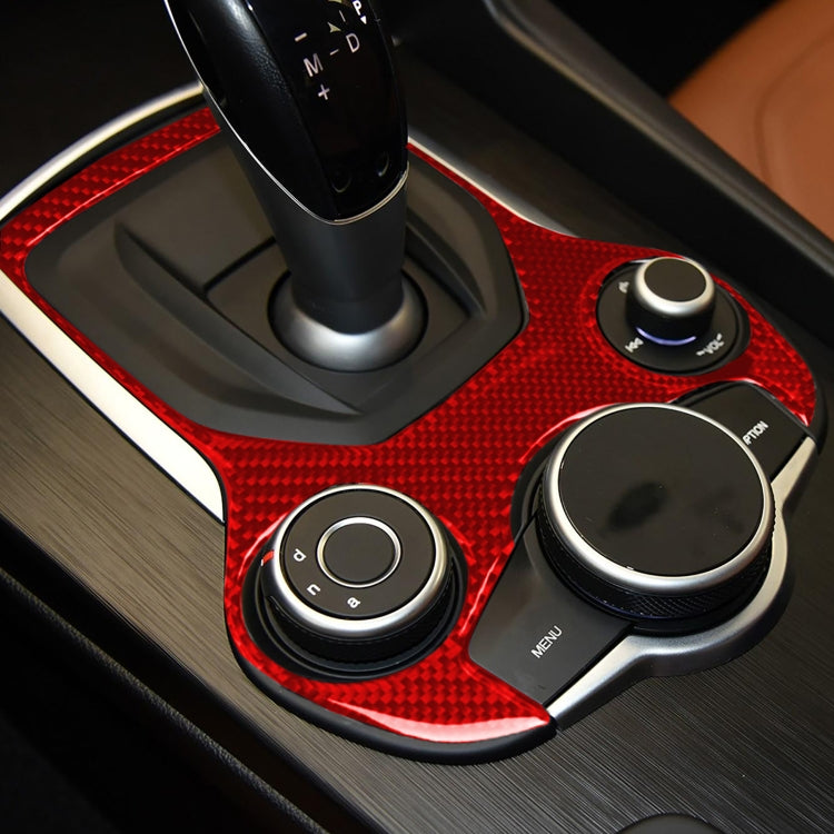 Carbon Fiber Car Gear Panel Decorative Sticker for Alfa Romeo Giulia 2017-2019,Left and Right Drive Universal, Gear Panel