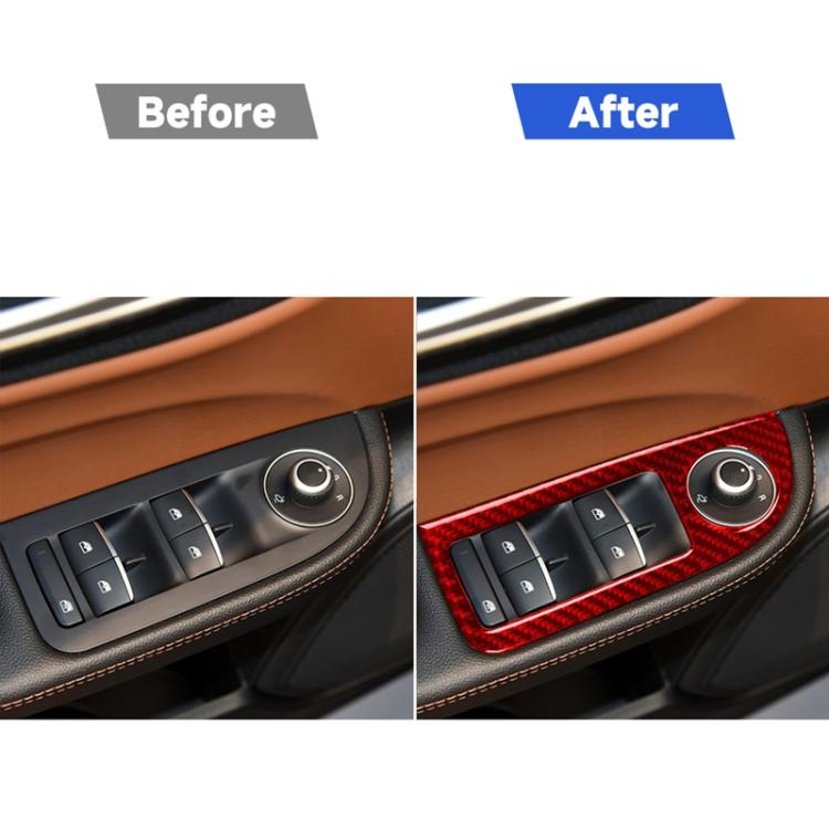 4 PCS / Set Carbon Fiber Car Window Button Panel Decorative Sticker for Alfa Romeo Giulia 2017-2019,Left Drive, Window Button Panel,Left Drive