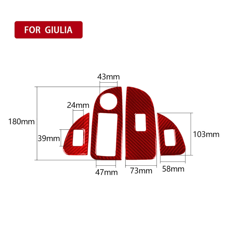 4 PCS / Set Carbon Fiber Car Window Button Panel Decorative Sticker for Alfa Romeo Giulia 2017-2019, Right Drive, Window Button Panel,Right Drive